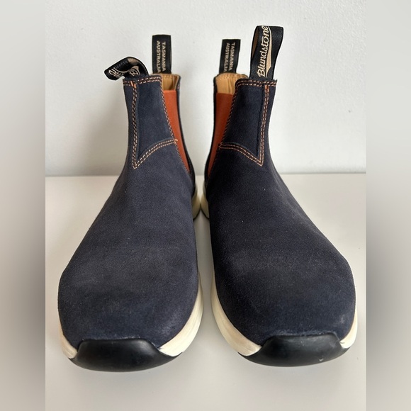 NWOT Blundstone Men's Navy Suede Orange Chelsea Boots - Picture 4 of 10